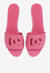 Dolce 
Gabbana DG Logo Slides in Calf Leather Pink CQ0436 AY329 80441