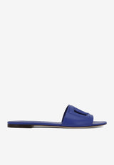 Dolce 
Gabbana DG Logo Slides in Calf Leather CQ0436 AY329 80623 Blue