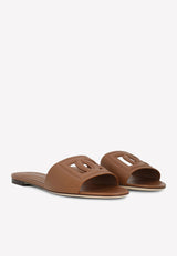 Dolce 
Gabbana DG Logo Slides in Calf Leather Brown CQ0436 AY329 81236