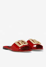 Dolce 
Gabbana DG Logo Slides in Polished Calf Leather CQ0455 A1037 8M307 Red