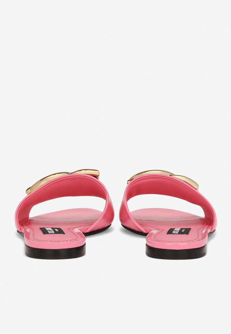 Dolce 
Gabbana DG Logo Slides in Patent Leather CQ0455 A1471 87141 Pink