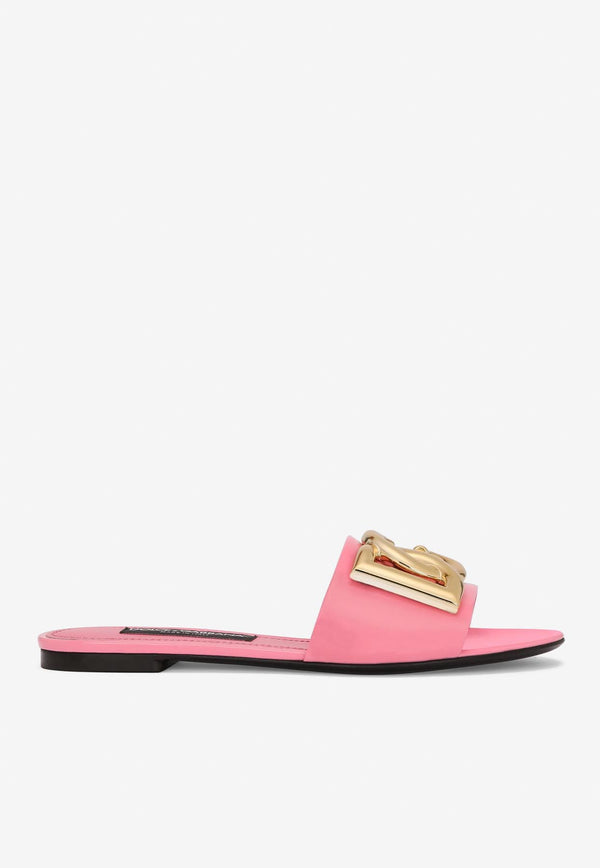 Dolce 
Gabbana DG Logo Slides in Patent Leather CQ0455 A1471 87141 Pink