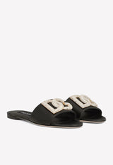 Dolce 
Gabbana Crystal DG Bianca Slides in Leather Black CQ0455 AY296 80999