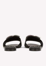 Dolce 
Gabbana Crystal DG Slides in Leather Black CQ0455 B5956 80999