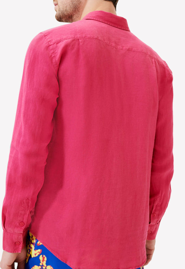 Vilebrequin Caroubis Long-Sleeved Linen Shirt Pink CRSH9U10-157