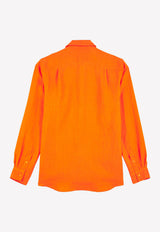 Vilebrequin Caroubis Long-Sleeved Linen Shirt Orange CRSH9U10-195