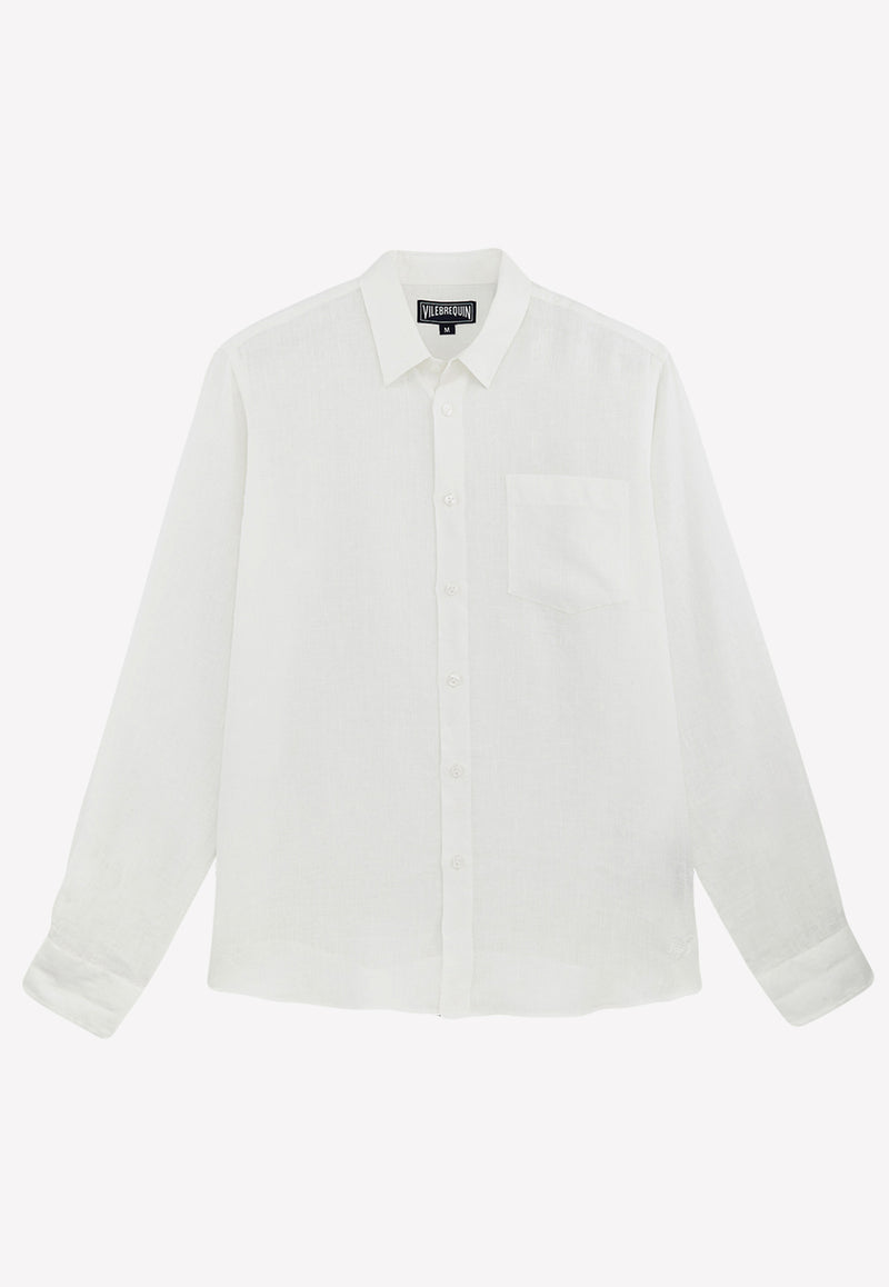 Vilebrequin Long-Sleeved Linen Shirt White CRSP601P-10