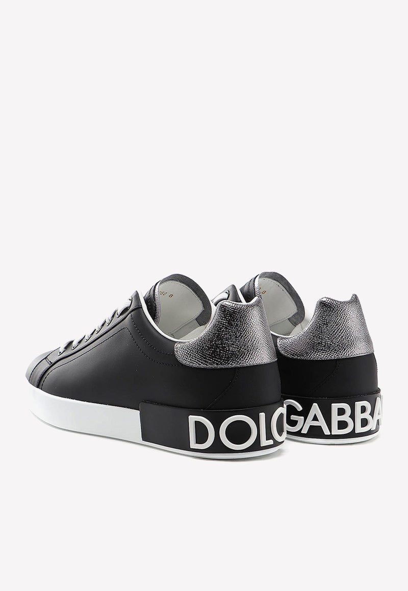 Dolce 
Gabbana Calfskin Portofino Low-Top Sneakers Black CS1760 AH527 8B979