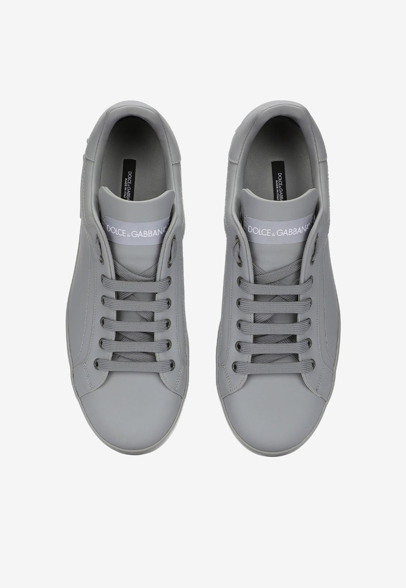 Dolce 
Gabbana Leather Low-Top Sneakers Gray 