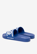 Dolce 
Gabbana Logo Rubber Slides Blue CS2072 AQ858 89623