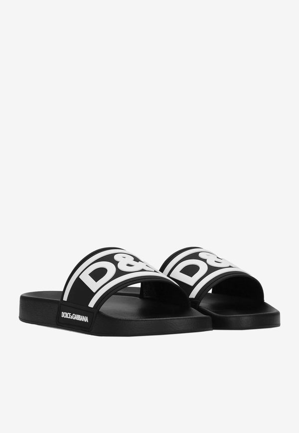 Dolce 
Gabbana Logo Rubber Slides Black CS2072 AQ858 89690