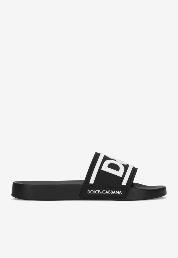 Dolce 
Gabbana Logo Rubber Slides Black CS2072 AQ858 89690