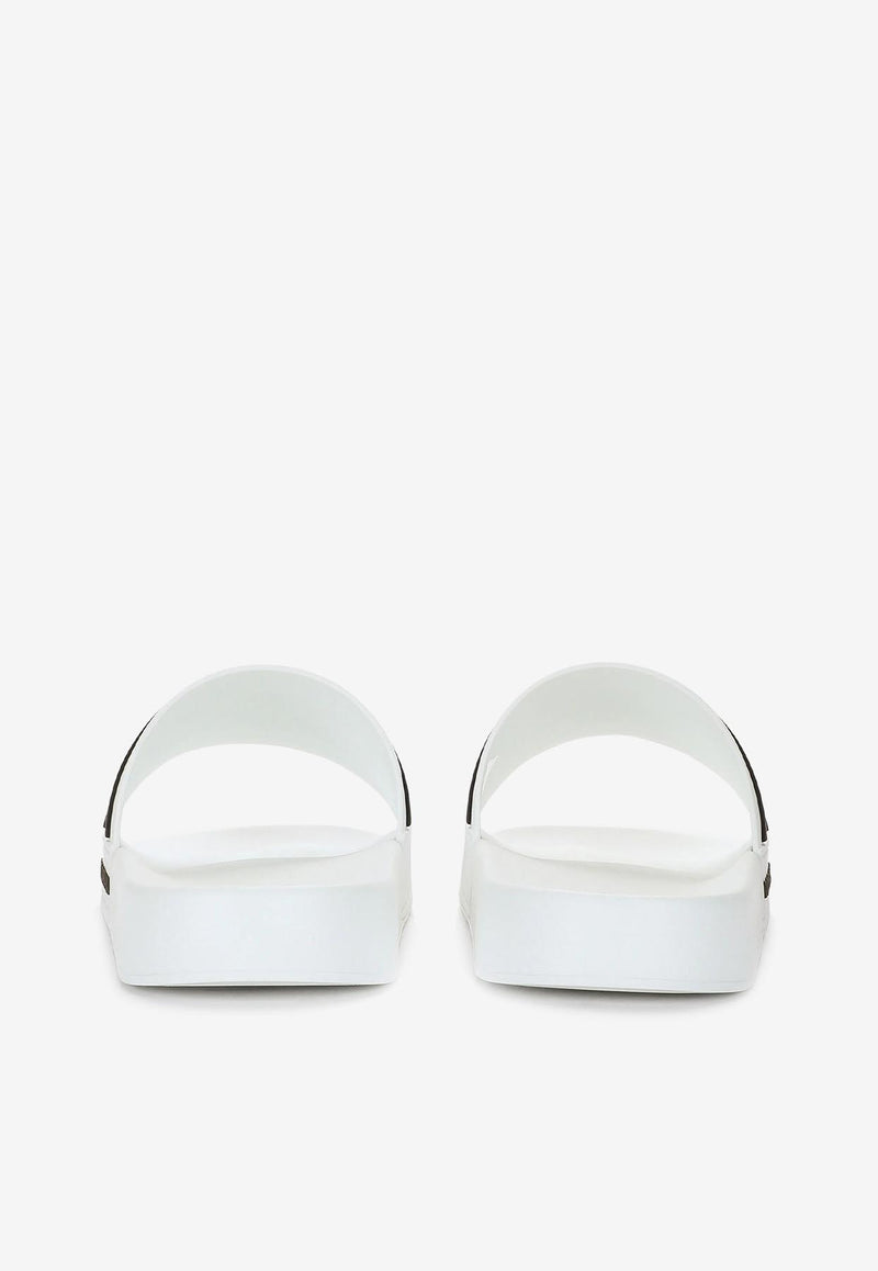 Dolce 
Gabbana Logo Rubber Slides White CS2072 AQ858 89697