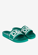 Dolce 
Gabbana Logo Rubber Slides Green CS2072 AQ858 8B605