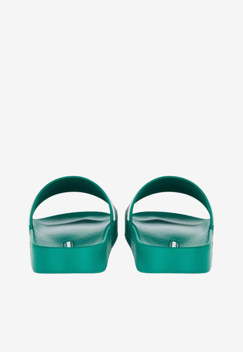 Dolce 
Gabbana Logo Rubber Slides Green CS2072 AQ858 8B605