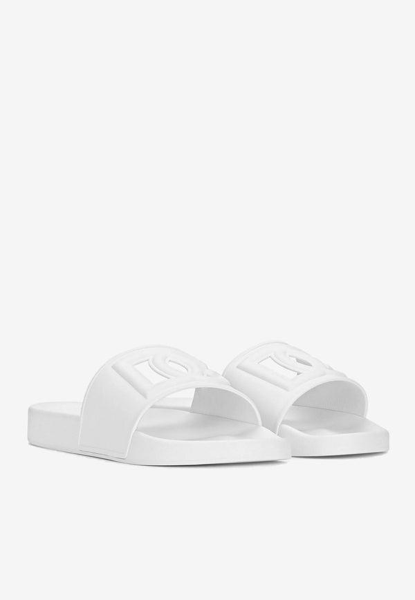 Dolce 
Gabbana Logo Cut-Out Rubber Slides White CS2079 AO666 80001