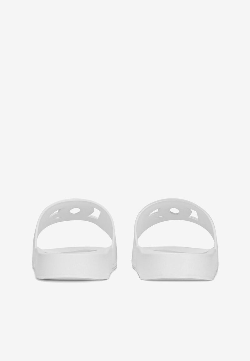 Dolce 
Gabbana Logo Cut-Out Rubber Slides White CS2079 AO666 80001