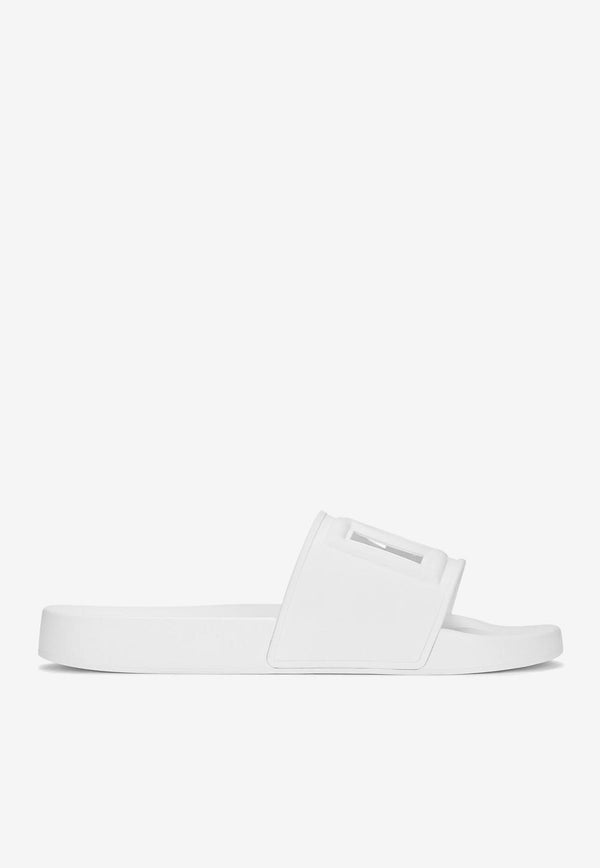 Dolce 
Gabbana Logo Cut-Out Rubber Slides White CS2079 AO666 80001