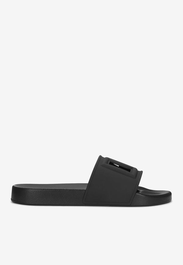 Dolce 
Gabbana Logo Cut-Out Rubber Slides Black CS2079 AO666 80999