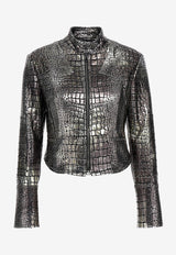 Tom Ford Metallic Croc Embossed Leather Jacket CSL718-LEP012 IG001 Metallic