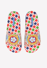 Dolce 
Gabbana Carretto Print Rubber Beach Slides Multicolor CW0109 AJ756 HH01E