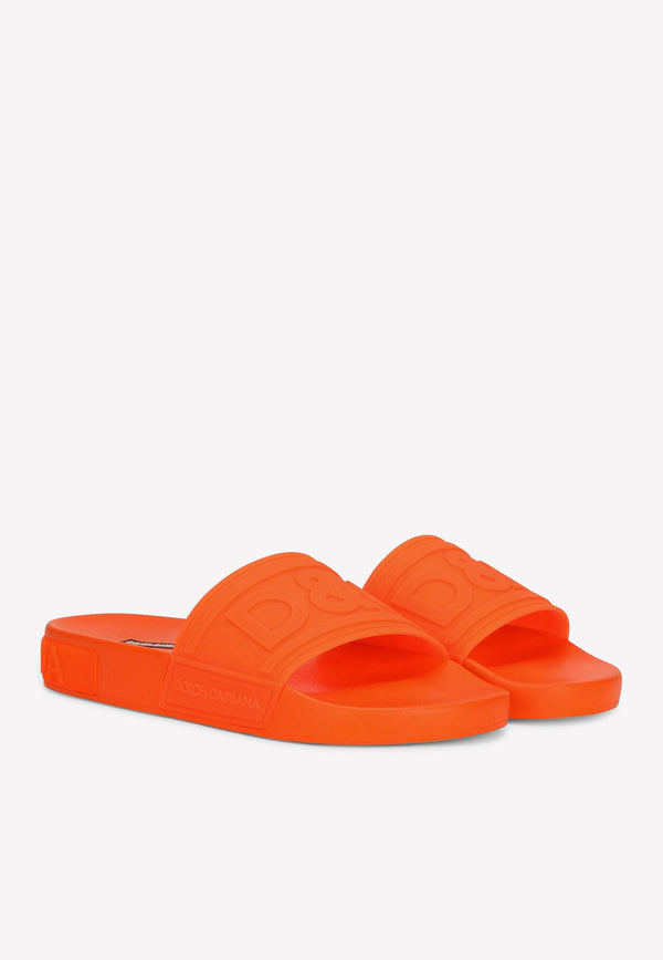 Dolce 
Gabbana DG Beachwear Rubber Slides Orange CW0141 AX756 8G246