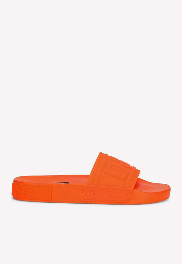 Dolce 
Gabbana DG Beachwear Rubber Slides Orange CW0141 AX756 8G246