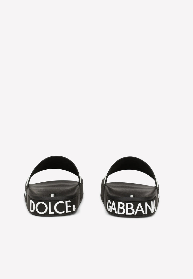 Dolce 
Gabbana DG Beachwear Rubber Slides Black CW1991 AQ858 89690