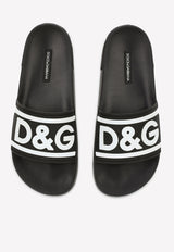 Dolce 
Gabbana DG Beachwear Rubber Slides Black CW1991 AQ858 89690