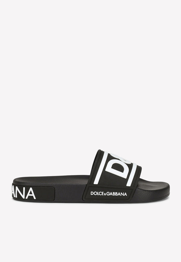 Dolce 
Gabbana DG Beachwear Rubber Slides Black CW1991 AQ858 89690