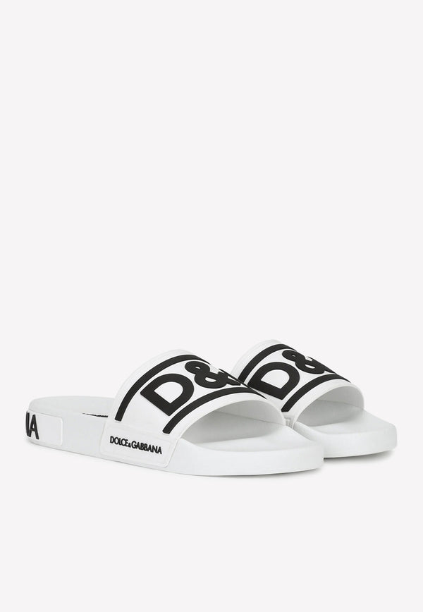 Dolce 
Gabbana DG Beachwear Rubber Slides White CW1991 AQ858 89697