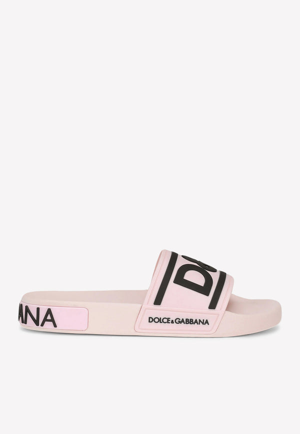 Dolce 
Gabbana DG Logo Beachwear Slides in Rubber Pink CW1991 AQ858 8B400