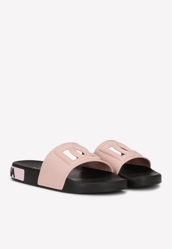 Dolce 
Gabbana DG Beachwear Rubber Slides Pink CW2012 AO666 80400