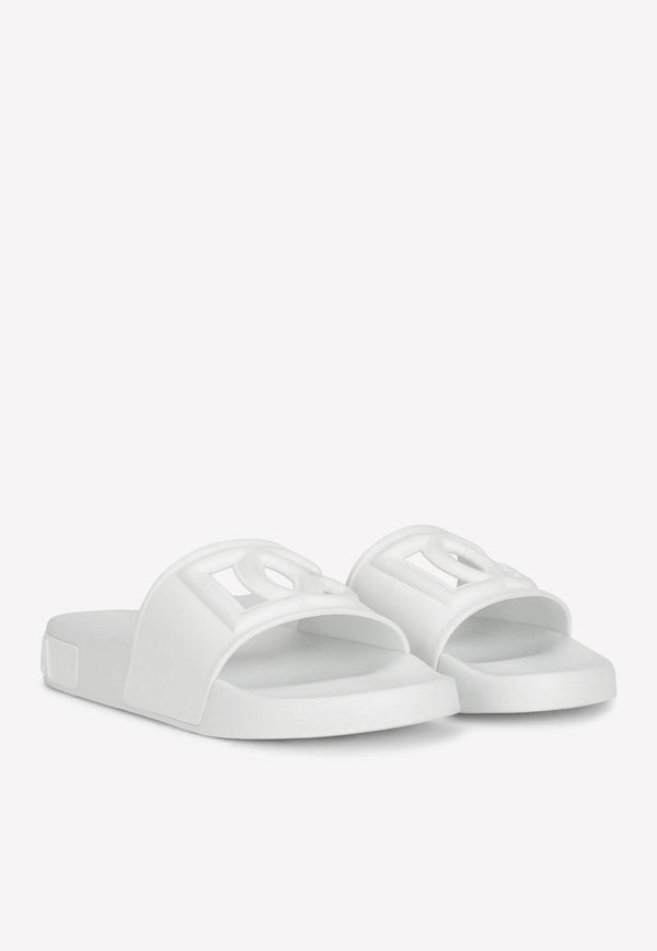 Dolce 
Gabbana DG Beachwear Rubber Slides White CW2012 AO666 8B930