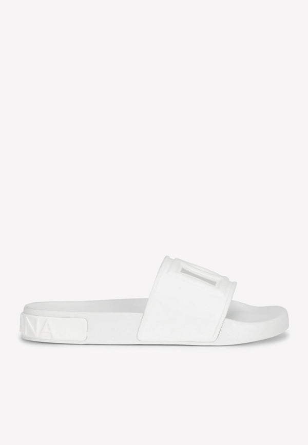 Dolce 
Gabbana DG Beachwear Rubber Slides White CW2012 AO666 8B930