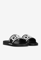 Dolce 
Gabbana DG Logo Rubber Pool Slides CW2072 AQ858 89690 Black