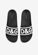 Dolce 
Gabbana DG Logo Rubber Pool Slides CW2072 AQ858 89690 Black