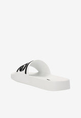 Dolce 
Gabbana DG Logo Rubber Pool Slides CW2072 AQ858 89697 White