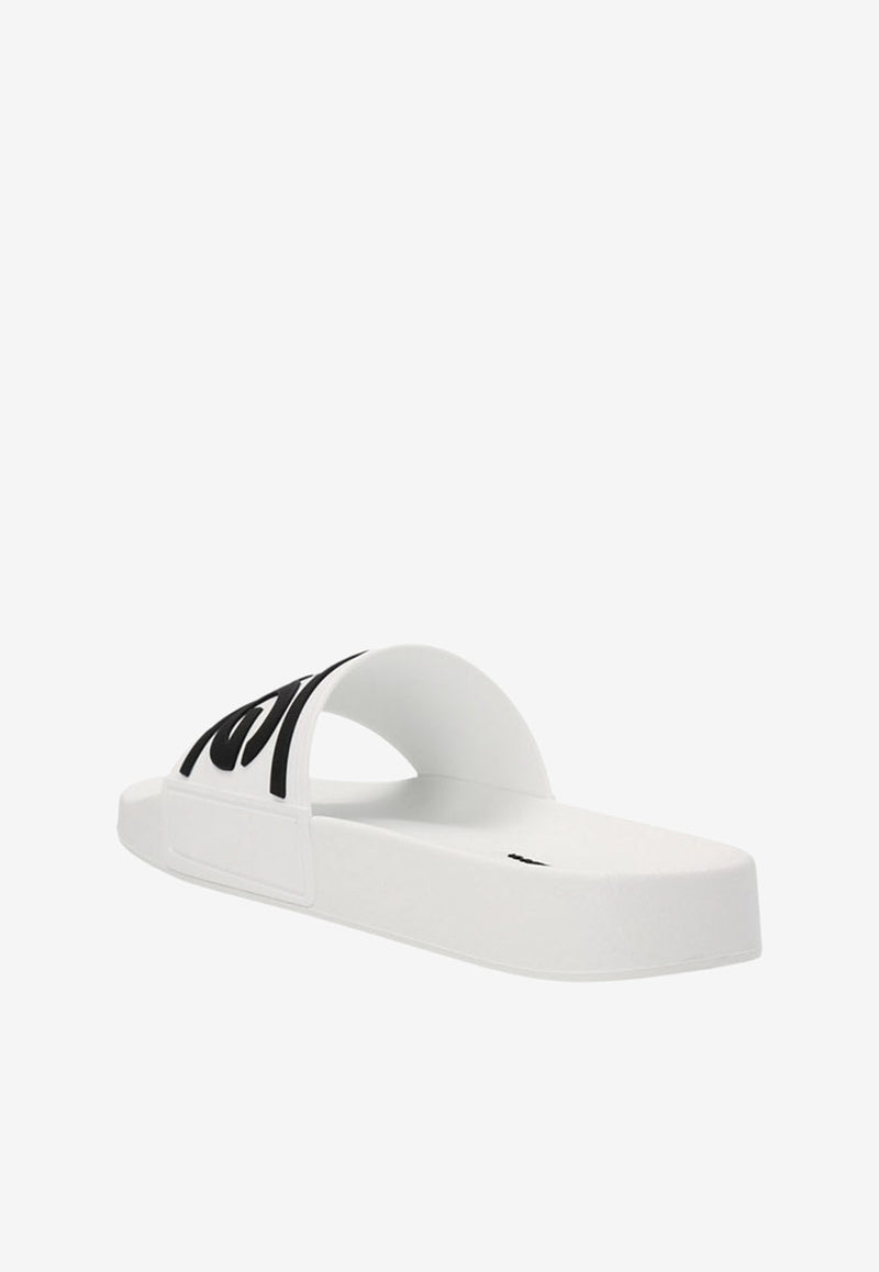 Dolce 
Gabbana DG Logo Rubber Pool Slides CW2072 AQ858 89697 White