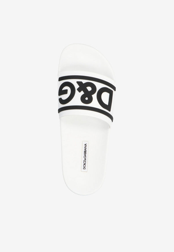 Dolce 
Gabbana DG Logo Rubber Pool Slides CW2072 AQ858 89697 White