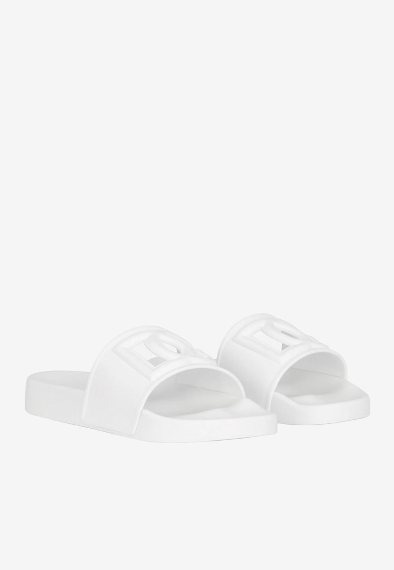 Dolce 
Gabbana DG Logo Rubber Slides White CW2079 AO666 8B930