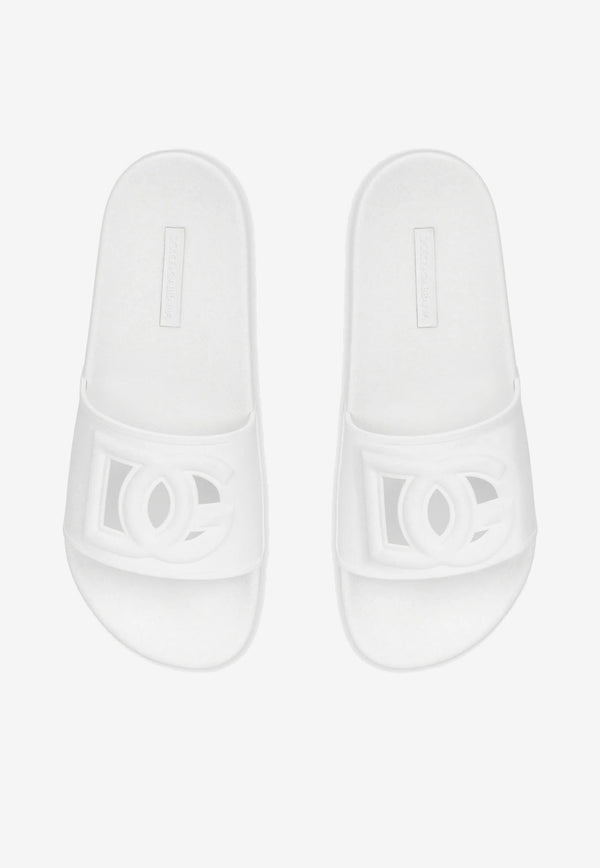 Dolce 
Gabbana DG Logo Rubber Slides White CW2079 AO666 8B930