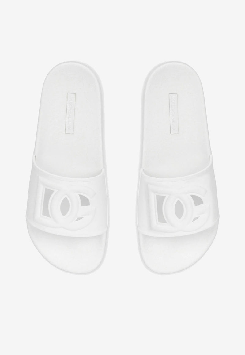 Dolce 
Gabbana DG Logo Rubber Slides White CW2079 AO666 8B930