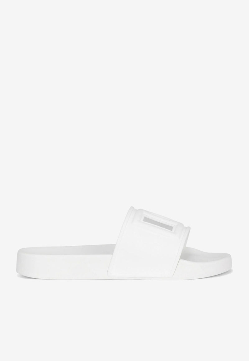 Dolce 
Gabbana DG Logo Rubber Slides White CW2079 AO666 8B930