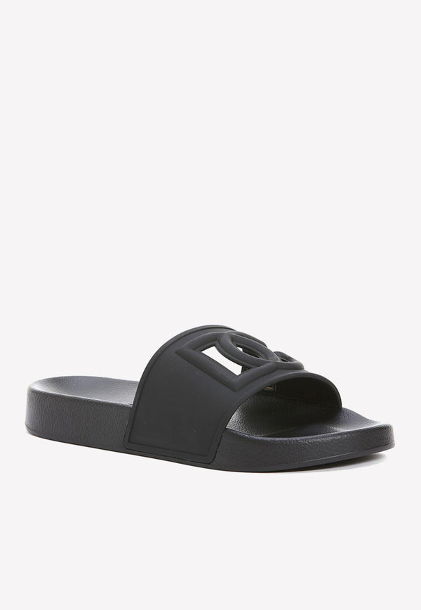 Dolce 
Gabbana DG Cut-Out Rubber Slides CW2079 AO666 8B956 Black