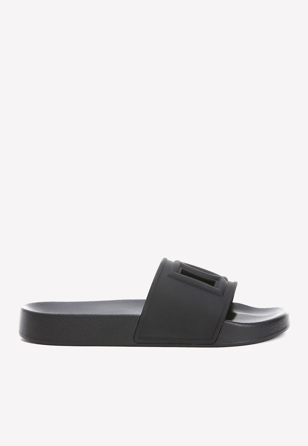 Dolce 
Gabbana DG Cut-Out Rubber Slides CW2079 AO666 8B956 Black