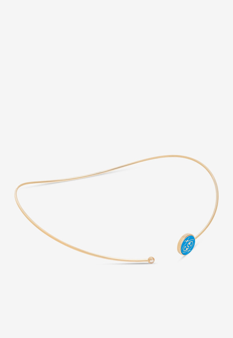 Intisars Me Oh Me Turquoise Happy 18K Rose Gold Diamond Choker Blue