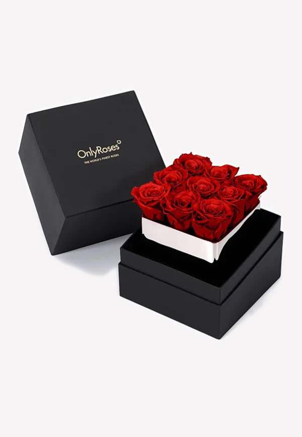 OnlyRoses Infinite Rose Silver Cube Crimson 