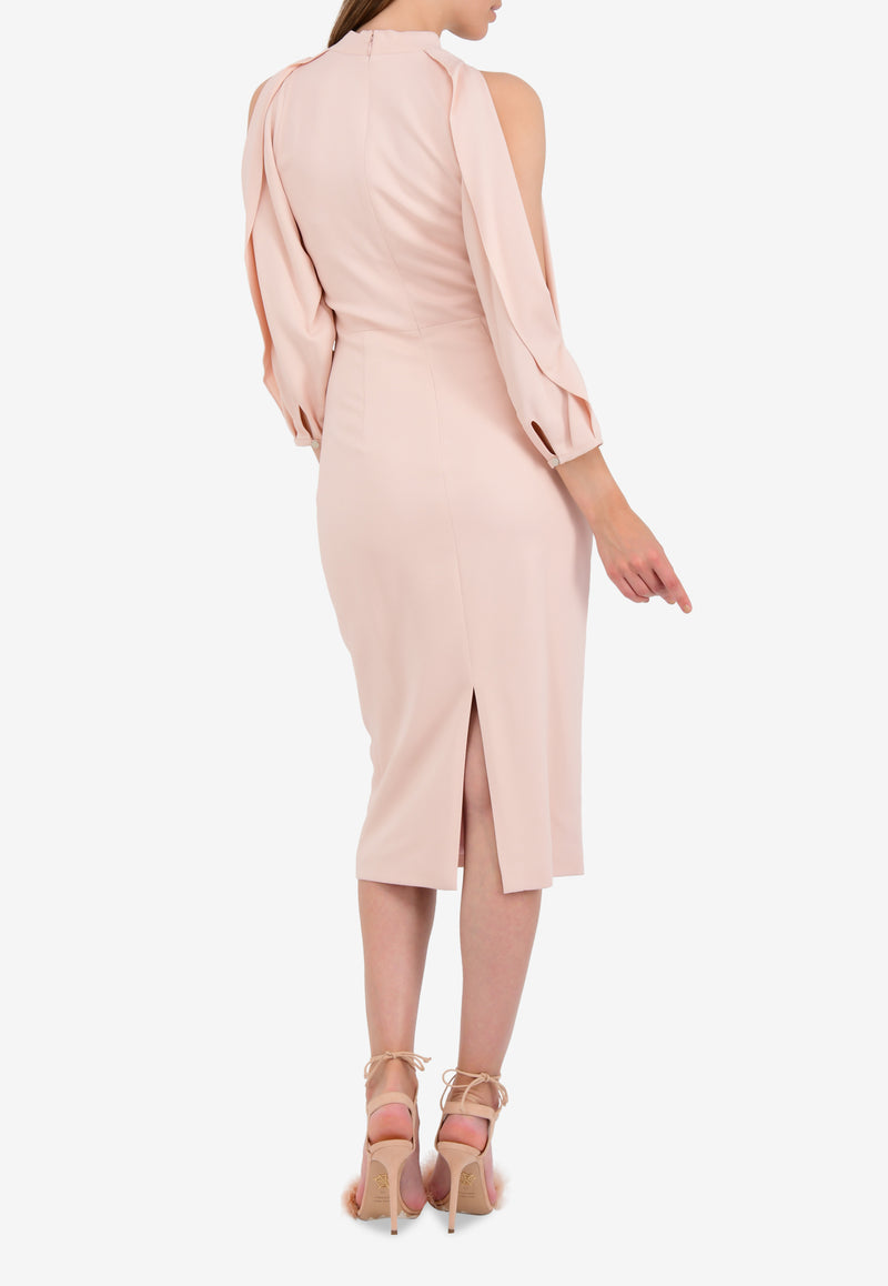 Cushnie et Ochs Pink Cold-Shoulder Pencil Dress 11734305-PNK