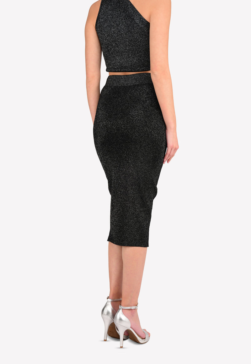 Metallic-Knit Pencil Skirt